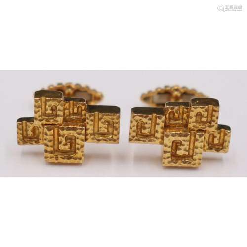 JEWELRY. Signed 18kt Gold Modernist Cufflinks.