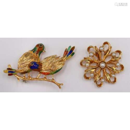 JEWELRY. Vintage Gold Brooch Grouping.