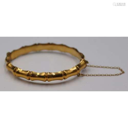 JEWELRY. Vintage 9ct Gold Bamboo Hinged Bracelet.