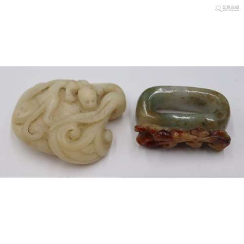 JEWELRY. (2) Chinese Carved Pendants Inc. Jade.