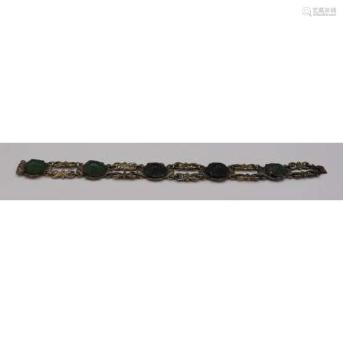 JEWELRY. Egyptian Revival Sterling and Scarab