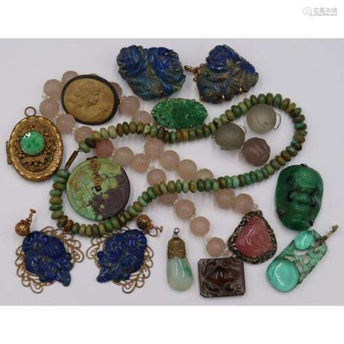 JEWELRY. Assorted Asian Carved Jewelry and Objects