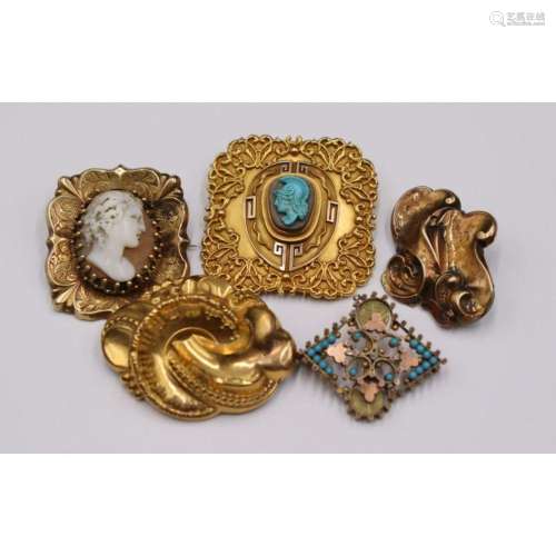 JEWELRY. (3) Victorian Gold Brooches.