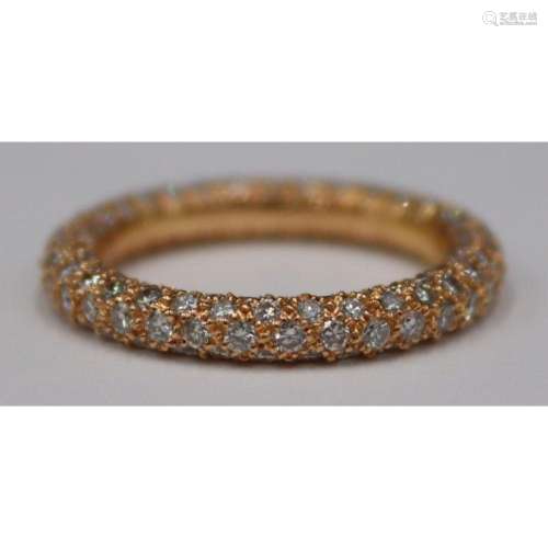JEWELRY. 18kt Rose Gold and Diamond Band Ring.