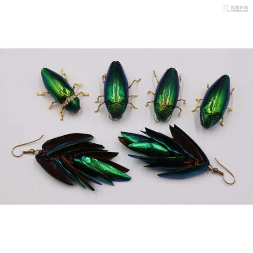 JEWELRY. Collection of Scarab Brooches & Earrings.