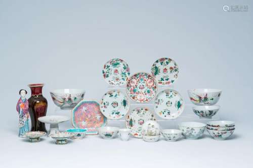 A varied collection of Chinese famille rose porcelain, 19th/...