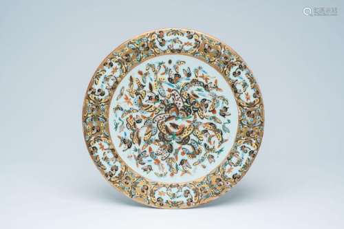 A Chinese Canton famille rose '100 butterflies' charger, 19t...