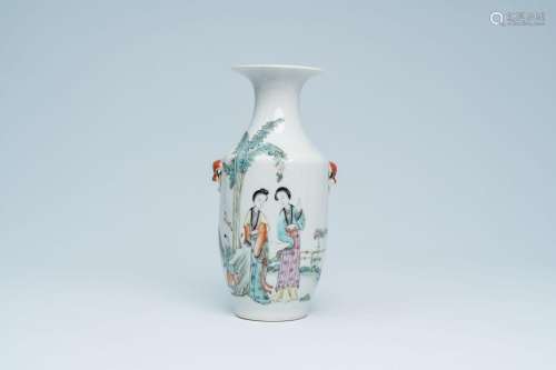 A Chinese qianjiang cai vase with figures in a garden, 19th ...