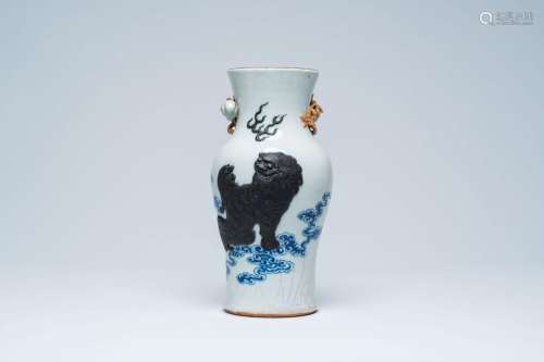 A Chinese Nanking crackle glazed blue and white 'Buddhist li...