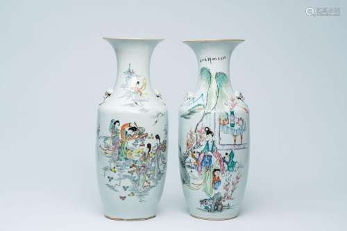 Two Chinese famille rose vases with Immortals and figures in...
