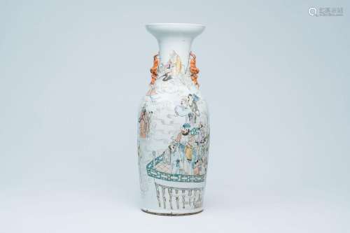 A Chinese qianjiang cai 'Immortals' vase, signed Xun Mei 恂美...