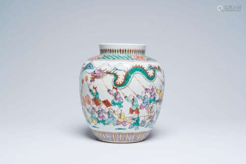 A Chinese famille rose 'Spring Festival' jar, 19th C.<br />
...
