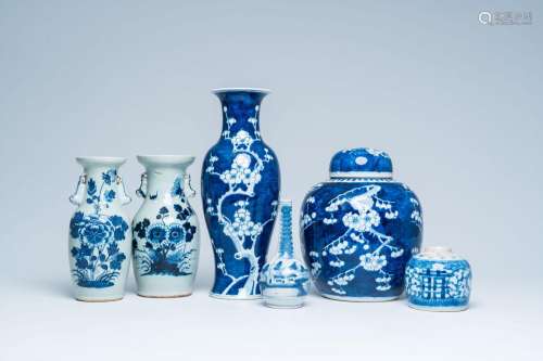 Six various Chinese blue and white vases and ginger jars, 19...