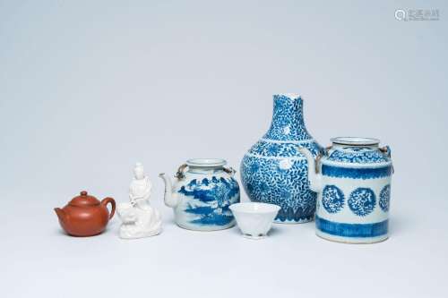 A varied collection of Chinese blue and white and blanc de C...