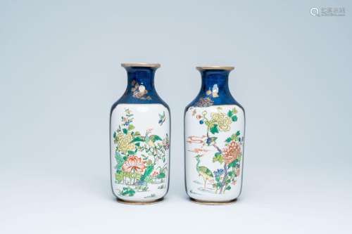 A pair of Samson porcelain vases in Chinese famille verte st...