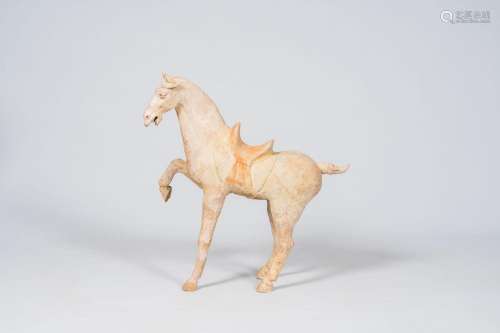 A Chinese polychrome painted pottery model of a horse, Tang<...
