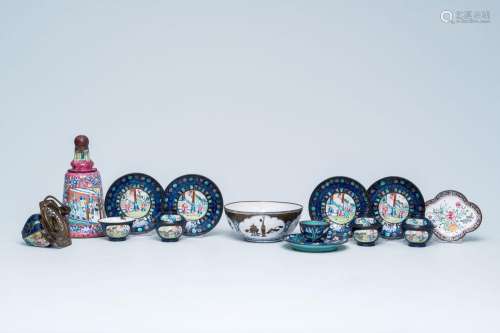 A varied collection of Chinese Canton enamel, 18th/19th C.<b...