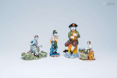 Four polychrome Dutch Delft figures, 19th C.<br />
H 21,5 - ...