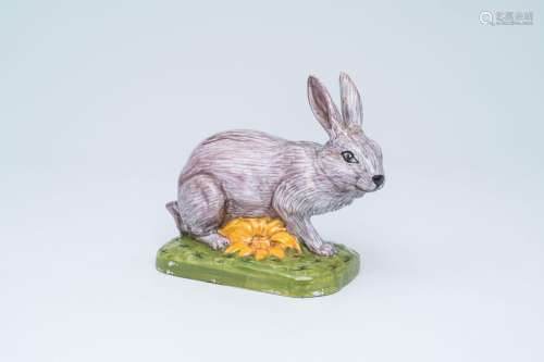 A polychrome model of a rabbit, Desvres, North of France, ca...