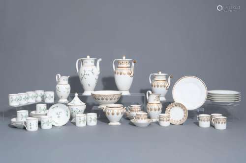 Two French or Brussels porcelain coffee services, 19th C.<br...