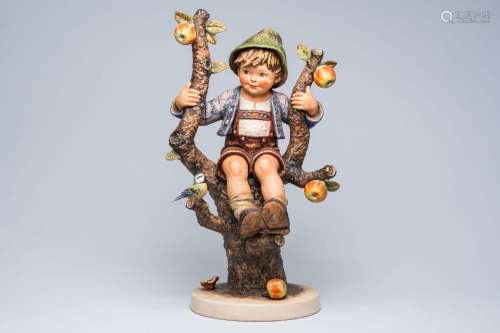 A large polychrome decorated biscuit Hummel figure, 'Apple T...