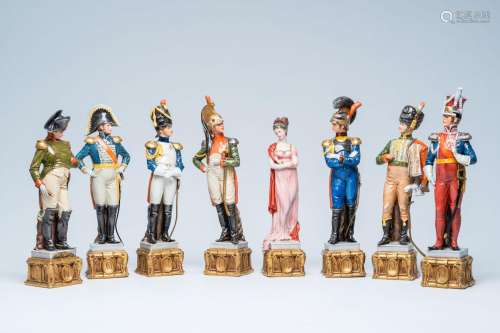 Eight polychrome Capodimonte porcelain Napoleonic figures af...