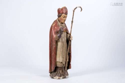 A Flemish carved and polychrome painted wood figure of a sai...