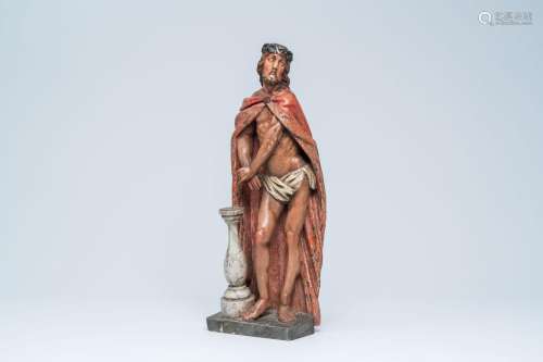 A carved and polychrome painted 'Ecce Homo', probably Spain,...