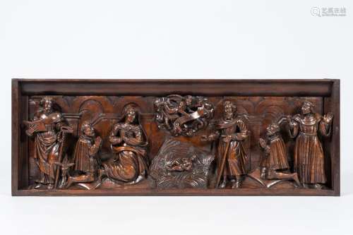 A large Flemish carved wood 'Nativity' panel, 17th C.<br />
...