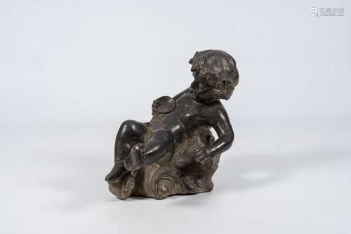 An Italian stone figure of a drunken bacchant, 19th/20th C.<...