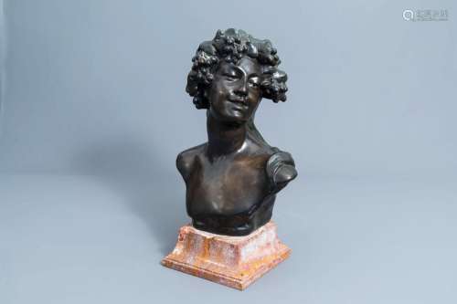 Jef Lambeaux (1852-1908): Bacchant, patinated bronze on a ma...