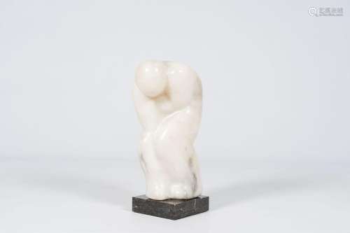 Willy De Meester (1944): Protection, alabaster on a marble b...