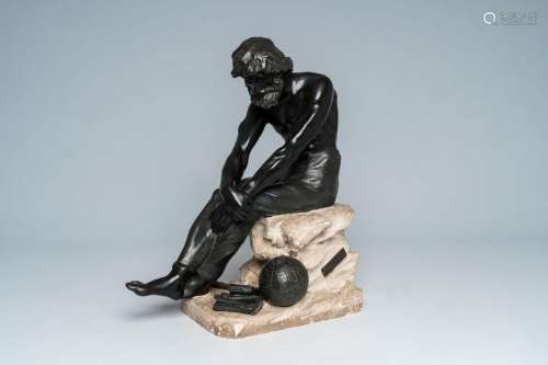 Jef Lambeaux (1852-1908): 'Galilee', patinated bronze and st...