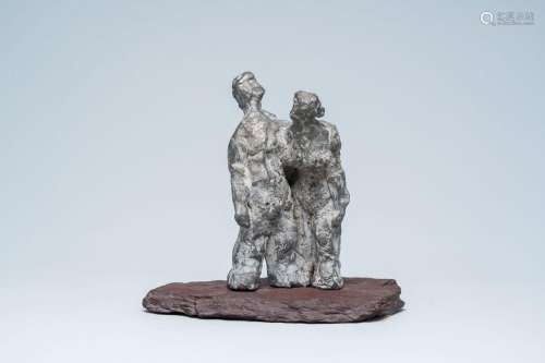 Roger Bracke (1913-1993): The couple, lead on a brown natura...