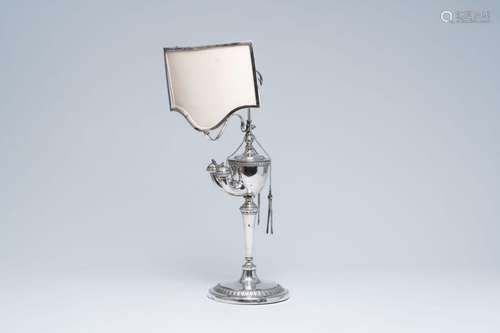 An Italian Empire silver library lamp or lucerna with associ...