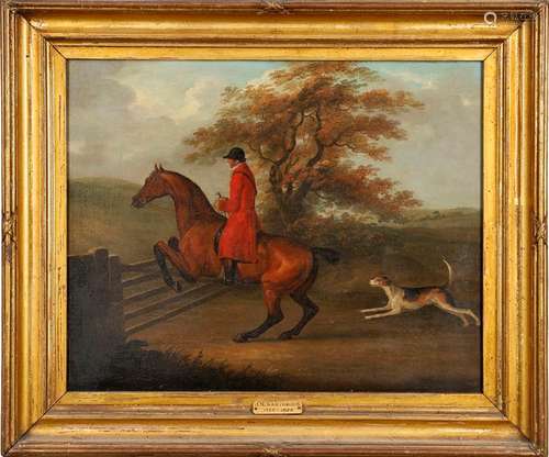 JOHN NOST SARTORIUS (1759-1828). HUNTSMAN AND HOUND AT A GAT...