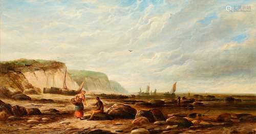 GEORGE DODGSON CALLOW (1929-1875). FISHERFOLK AT LOW TIDE, P...