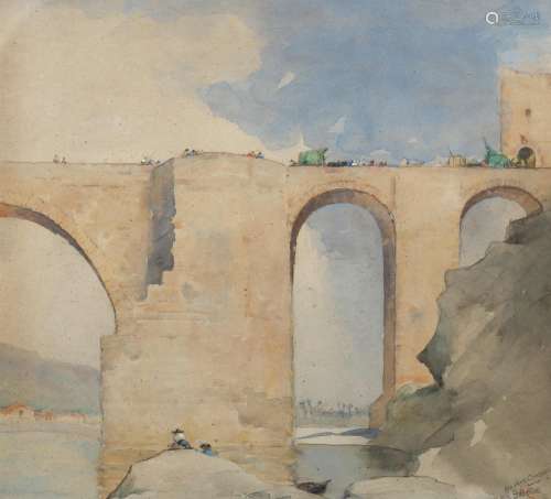 ARDERNE CLARENCE (1882-1966). ALCAZAR BRIDGE, TOLEDO. (d)