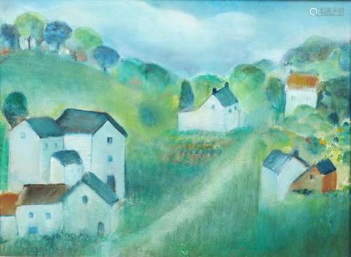 JANINE DE WAEL (CONTEMPORARY). VILLAGE SCENE; A HAMLET. (d)