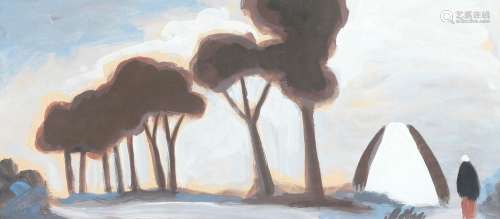 DAVID MARCUS MARKEY ROBINSON (1918-1999). FIGURE BY TREES. (...