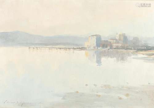 EDWARD SEAGO, RWS (1910-1974). HAZY MORNING, CALA DI VOLPE. ...