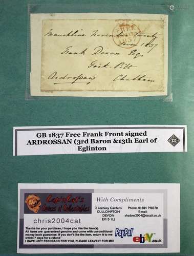 STAMPS INTEREST - EARLY POSTAL HISTORY, PEERAGE.