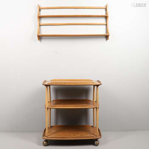 ERCOL TEA TROLLEY & PLATE RACK.