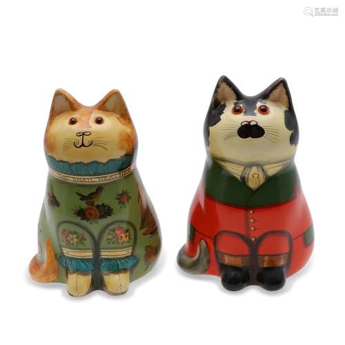 JOAN & DAVID DE BETHEL - RYE POTTERY CATS.