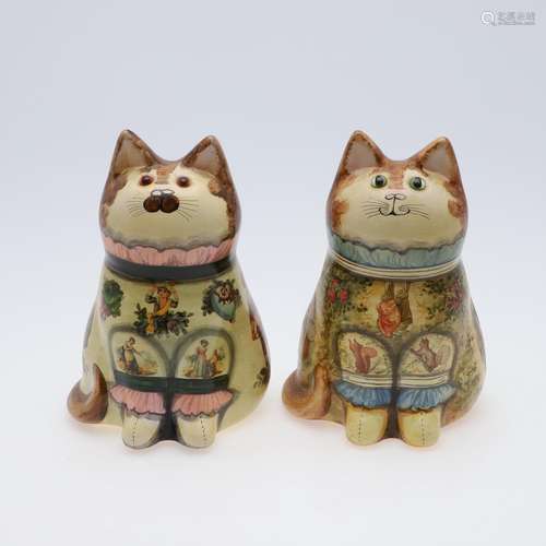 JOAN & DAVID DE BETHEL - RYE POTTERY CATS.