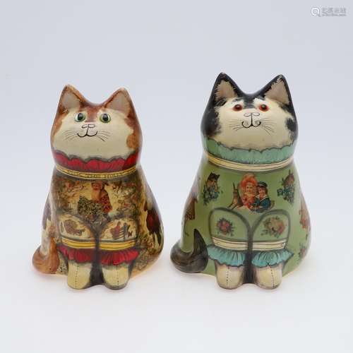 JOAN & DAVID DE BETHEL - RYE POTTERY CATS.