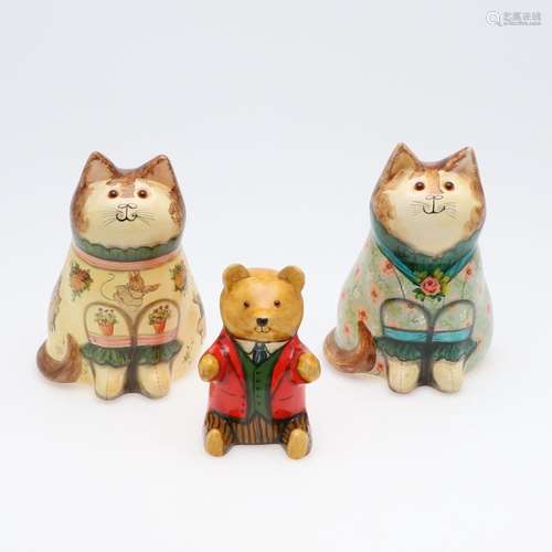 JOAN & DAVID DE BETHEL - RYE POTTERY CATS & TEDDY BE...