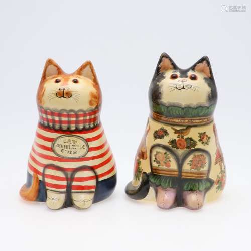 JOAN & DAVID DE BETHEL - RYE POTTERY CATS.