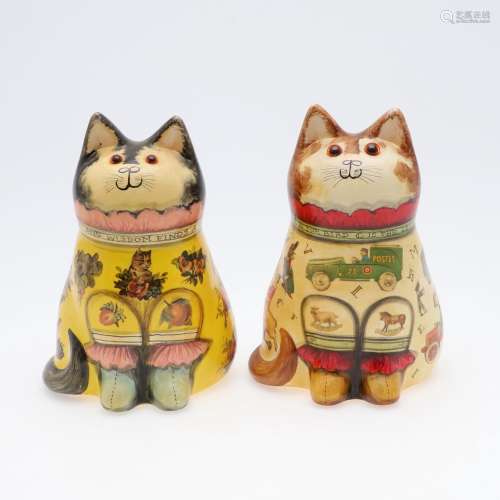 JOAN & DAVID DE BETHEL - RYE POTTERY CATS.