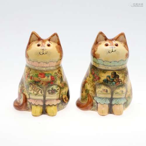 JOAN & DAVID DE BETHEL - RYE POTTERY CATS.